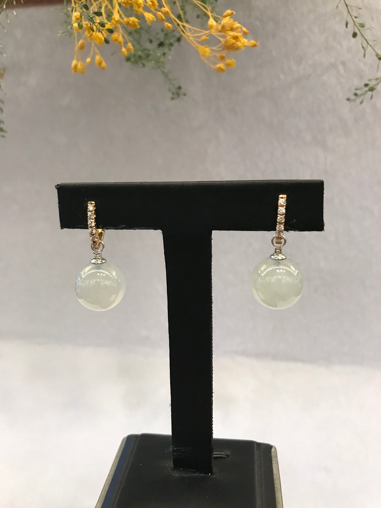 Icy Jade Earrings - Balls (EA361)