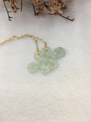 Icy Green Jade Necklace - Eternity Knot (NE077)