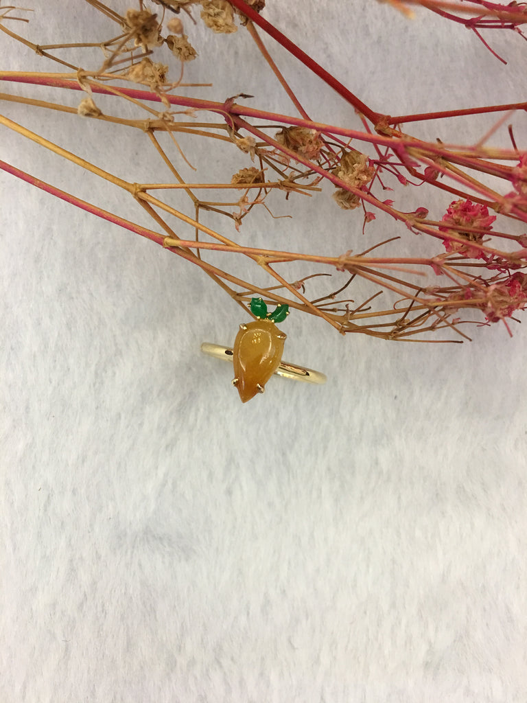 Orangy Yellow Jade Ring - Carrot (RI325)