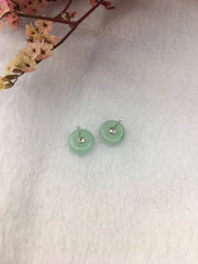 Icy White & Green Jade Earrings - Safety Coin (EA036)
