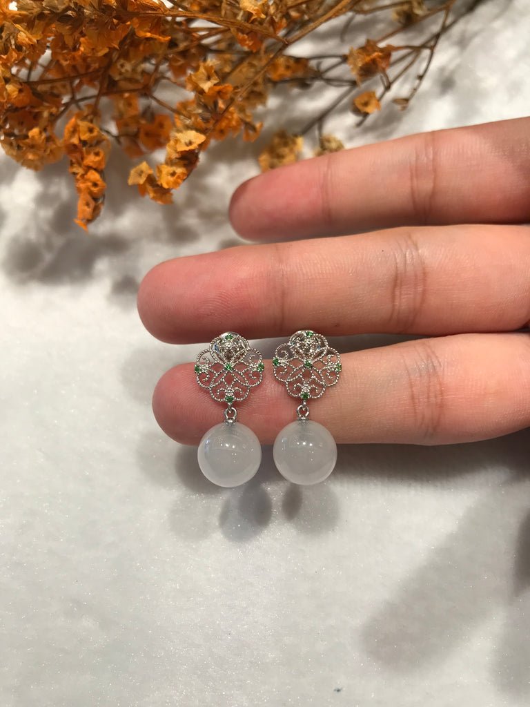 Icy Jade Ball Earrings - Balls (EA341)