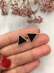 Natural Omphacite Jadeite Earrings - Triangle (EA116)