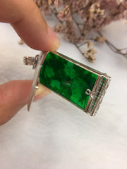 Dark Green Jade Pendant - Rectangular (PE256)