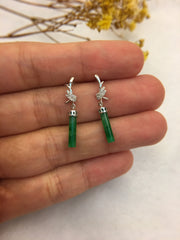 Green Jade Earrings - Cylindrical (EA305)