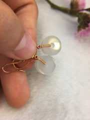 Icy White Jade Earrings - Barrels (EA243)