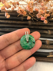Dark Green Jade Pendant - Safety Coin (PE417)