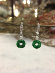 Green Jade Earrings - Coins (EA321)