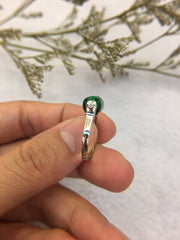 Dark Green Jade Ring - Barrel (RI140)
