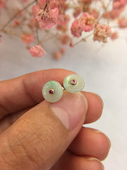 Light Green Jade Earrings - Safety Coin (EA308)