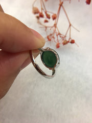 Dark Green Jade Ring - Cabochon (RI197)