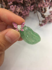 Icy Green Jade Pendant - Gourd (PE100)