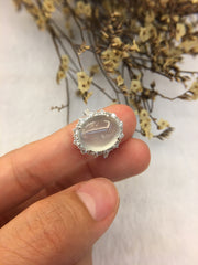 Icy White Jade Ring - Cabochon (RI093)