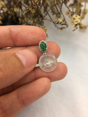 Icy White & Green Pendant - Safety Coin (PE270)