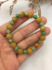 Yellow & Green Jade Bracelet - Beads (BR151)