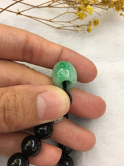 Green Jade Barrel & Black Jade Bracelet (BR130)