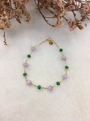 Lavender With Green Jade - Bracelet (BR017)