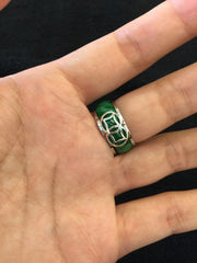 Dark Green Abacus Jade Ring (RI188)
