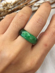 Dark Green Jade Hololith Ring (RI264)