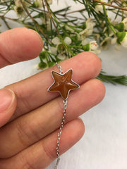 Icy Reddish Yellow Jade Bracelet - Star (BR159)