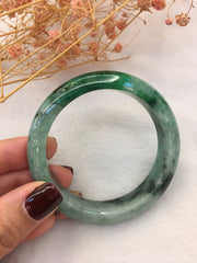 Dark Green Jade Bangle - Round (BA221)