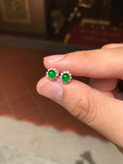 Green Cabochons Jade Earring (EA352)