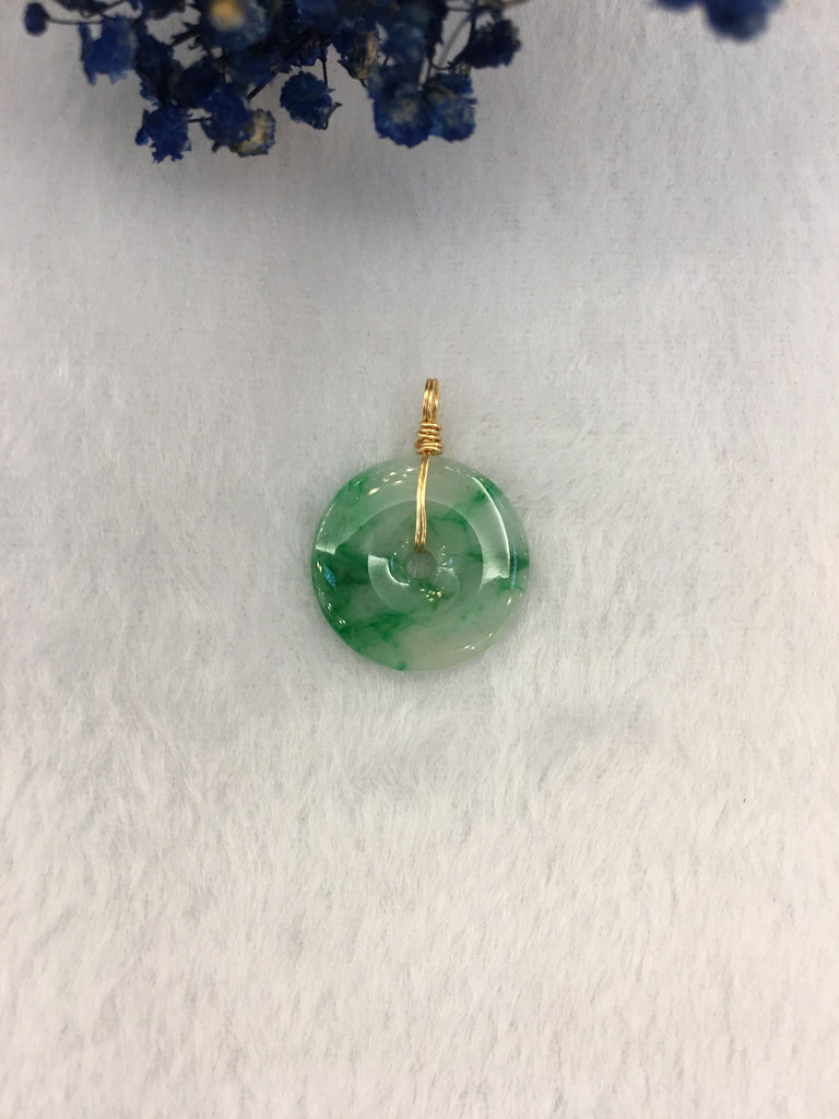 Green Jade Pendant - Safety Coin (PE394)