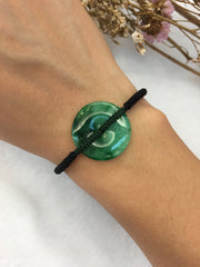 Dark Green Jade Bracelet - Safety Coin (BR015)