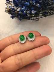Green Jade Earrings - Cabochon (EA117)