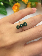 Green Safety Coin Jade Ring (RI113)