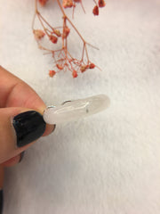 Icy White Jade Pendant - Double Rings (PE295)