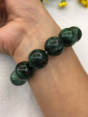 Dark Green Jade Beads Bracelet (BR006)