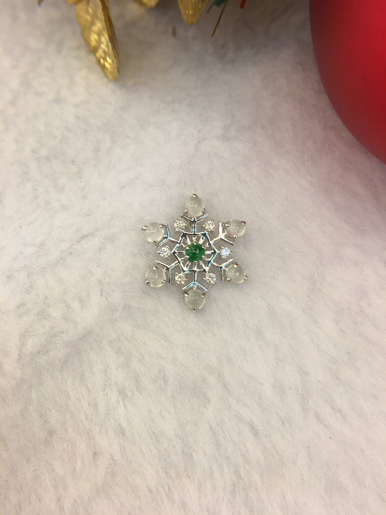 Green & White Pendant - Snowflake (PE214)