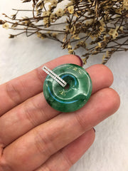 Dark Green Jade Pendant - Safety Coin (PE336)
