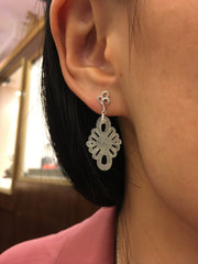 Icy White Jade Earrings - Eternity Knots (EA082)