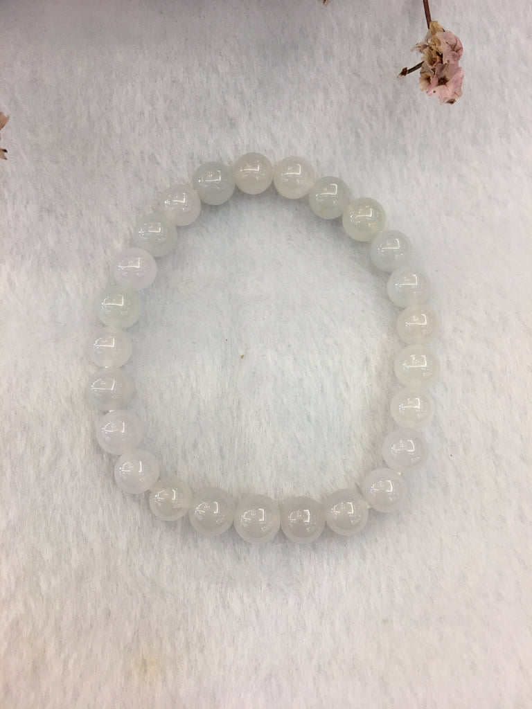 Icy White Jade Bracelet - Beads (BR150)