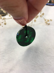 Dark Green Jade Pendant - Safety Coin (PE385)