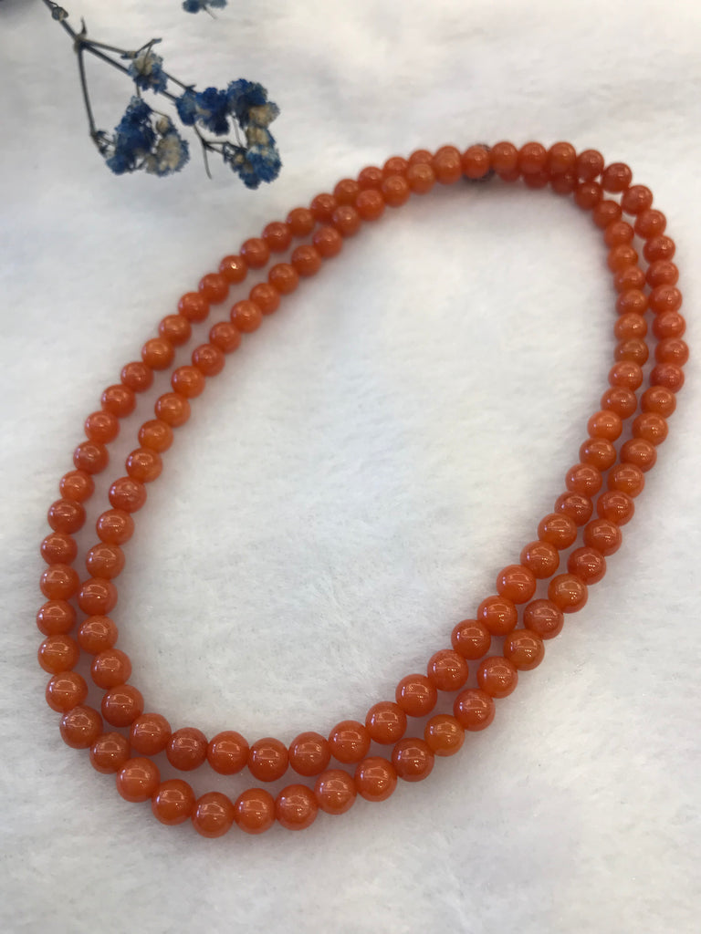 Orangey red Jadeite Necklace -NE087