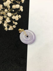 Lavender Jade Pendant - Safety Coin (PE377)