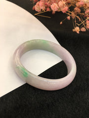Lavender With Green Jade Bangle - Oval (BA179)