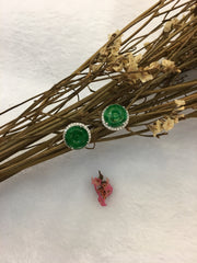 Green Jade Earrings - Coin (EA114)