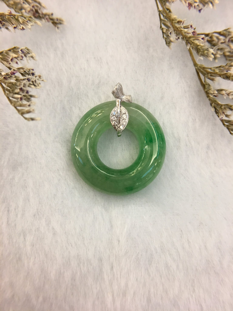 Icy Green Jade Pendant - Ring (PE187)