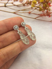 Icy White Jade Earrings - Goldfish (EA289)