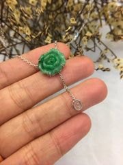 Green Jade Necklace - Flower (NE050)