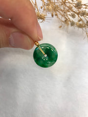 Dark Green Jade Pendant - Safety Coin (PE432)