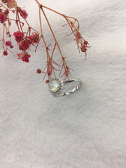 Icy White Jade Ring - Cabochon (RI292)