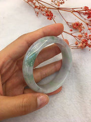 Lavender With Green Jade Bangle - Round (BA065)