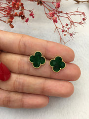 Green Jade Earrings - Clover (EA202)