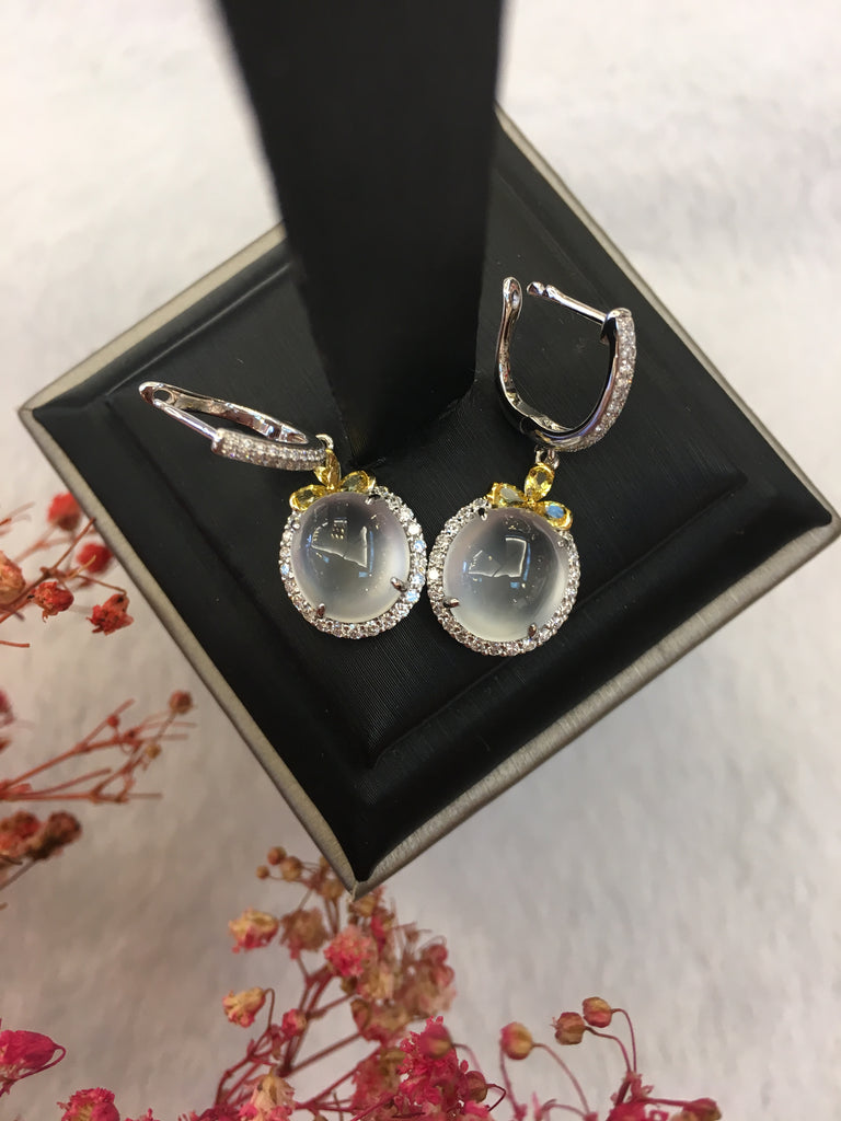 Glassy Variety Jade Earrings - Cabochons (EA228)