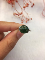 Dark Green Jade Ring - Cabochon (RI197)