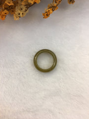 Dark Greenish Yellow Hololith Jade Ring (RI077)